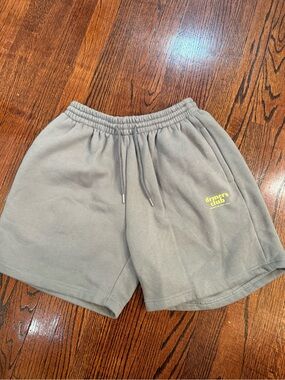 DRMERS Club Gray Cotton Drawstring Shorts with Yellow Logo